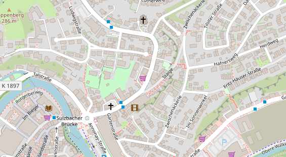 Zahnarzt auf Satellitenbild