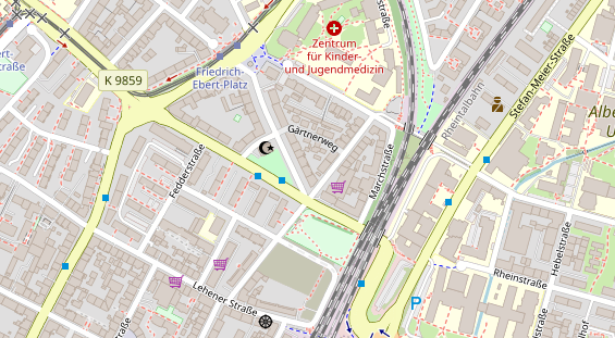 Zahnarzt auf Satellitenbild