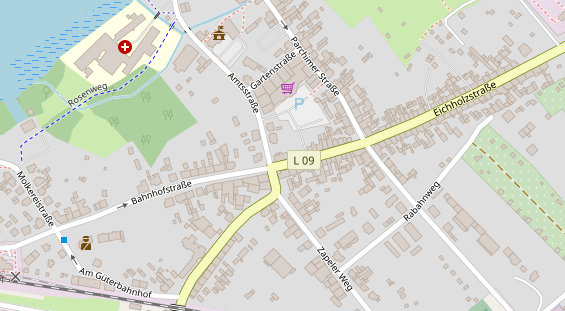 Zahnarzt auf Satellitenbild