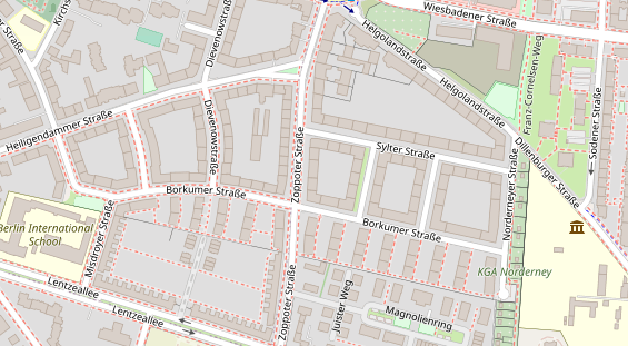 Zahnarzt auf Satellitenbild