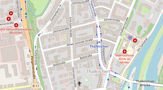 Zahnarzt auf Satellitenbild