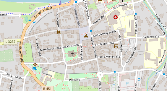 Zahnarzt auf Satellitenbild
