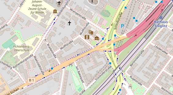 Zahnarzt auf Satellitenbild